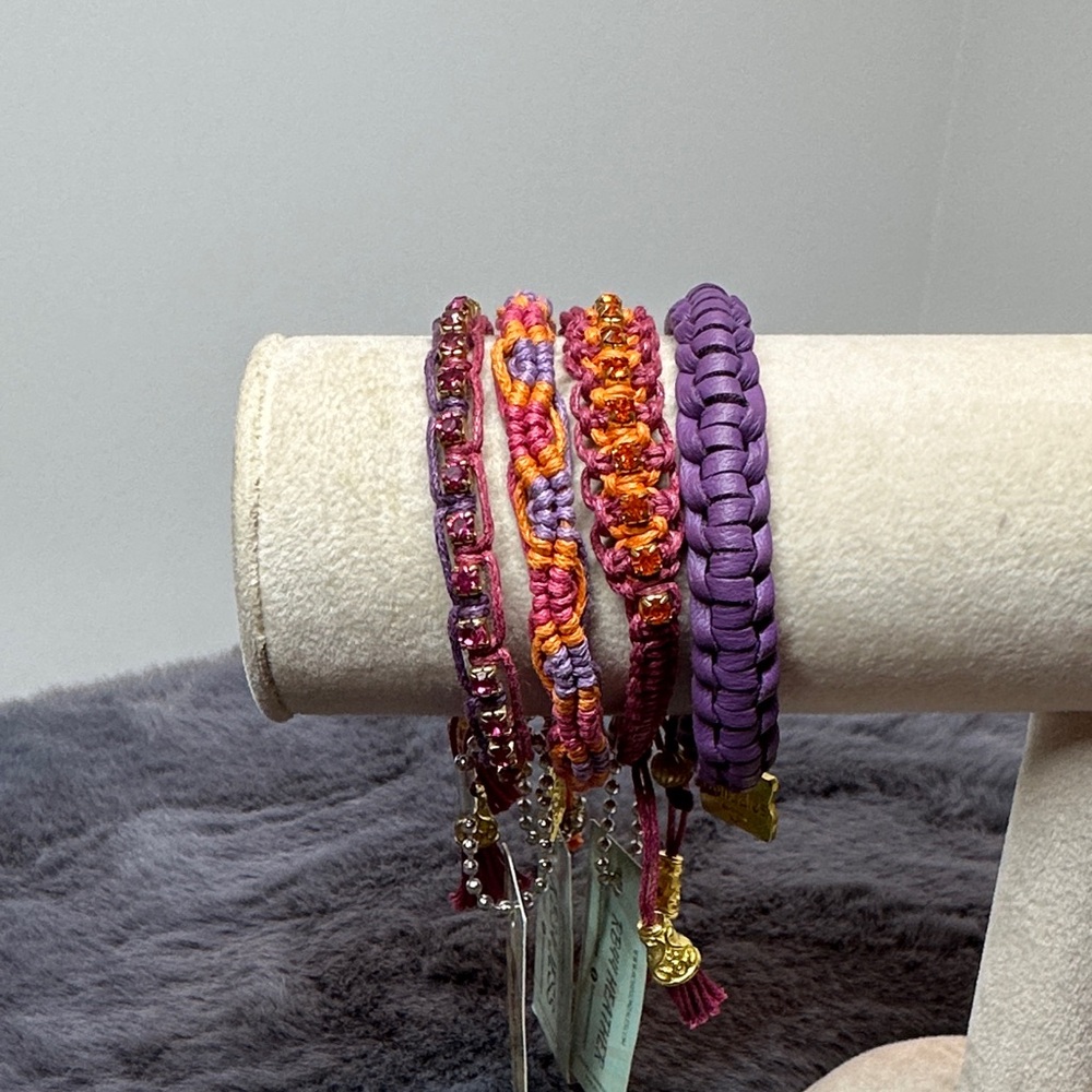 NWT - Vibrant Purple and Orange Women's Bracelet Set with Swarovski crystals